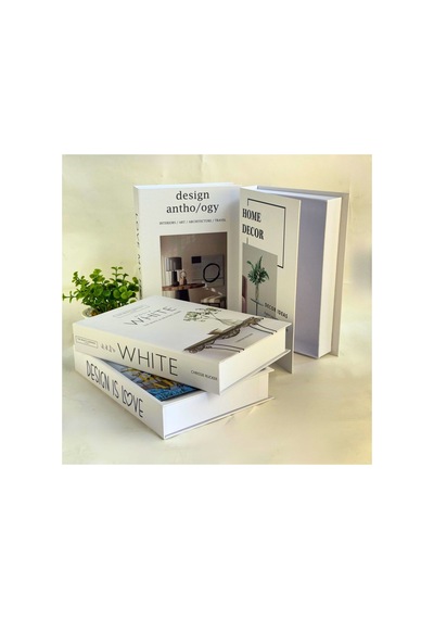 Kitap Görünümlü Dekoratif Saklama Kutusu Home Decor, Love My Home, Design, White 4'lü Set - Bgadekkuwhlodehdc