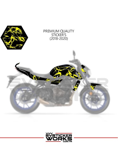 Mt-07 2018-2020 Kaplama Sticker Şimşek Yıldırım Motor Kaplama Modeli Hazır Kit 2018-2020 Uyumlu Sarı