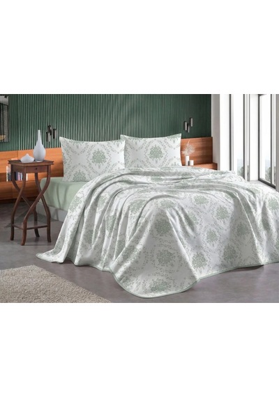 Organic Cotton Battal Pike Takımı Çift Kişilik Lastikli Çarşaflı Set Coco Haki