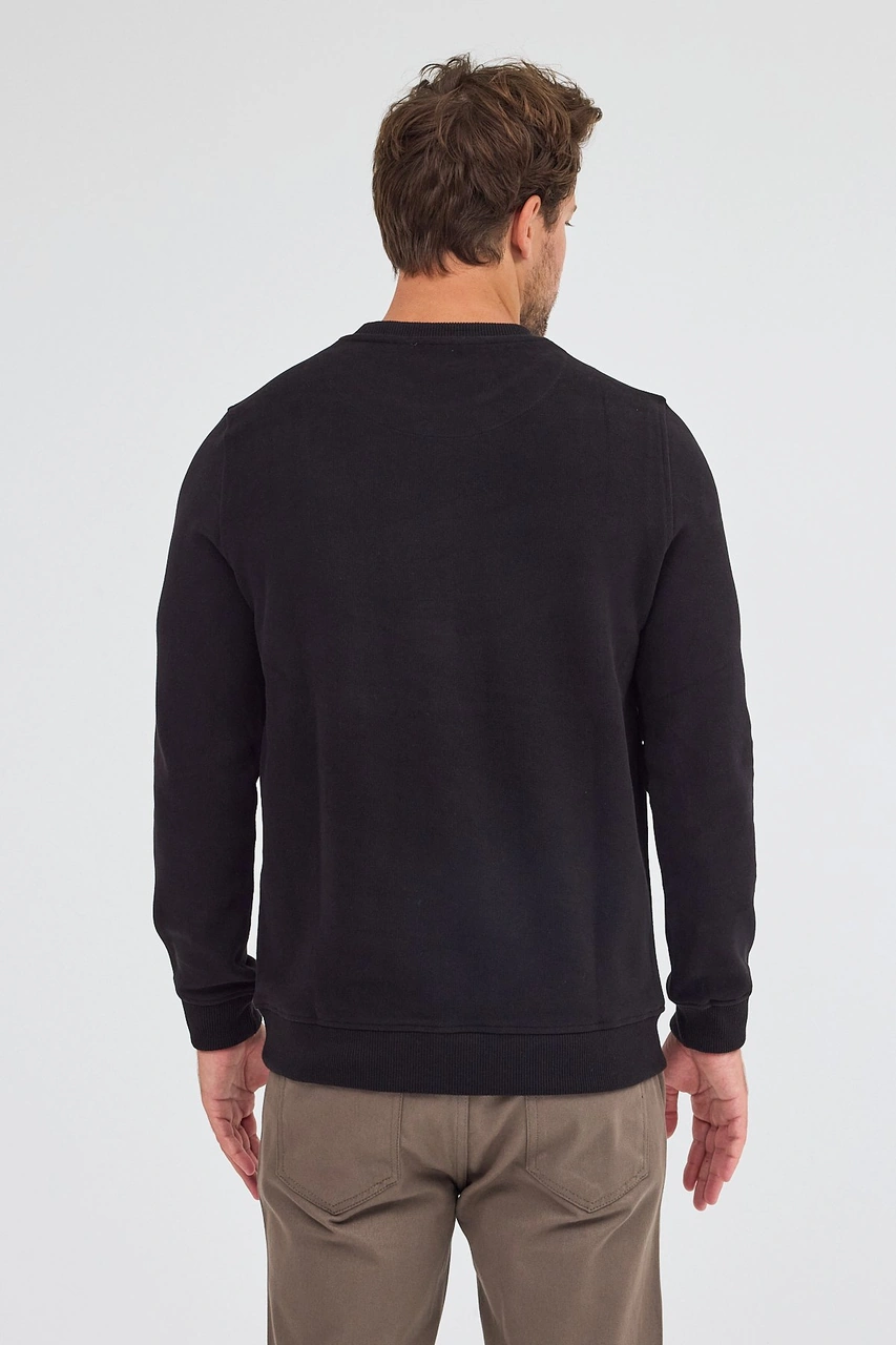 İmza Siyah Uzun Kol Bisiklet Yaka Düz Pamuklu Comfort Fit Sweatshirt 1013255150 Siyah