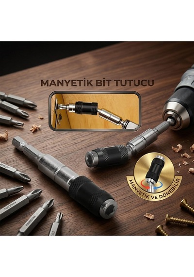 Mafsallı Manyetik Bits Tutucu 1/4 Döner Başlık 0-20 5250