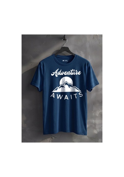 North Whiskers Adventure Awaits Doğa Ve Kamp Temalı Baskılı %100 Pamuklu T-shirt Lacivert - 874905630 Lacivert - 874905630 Lacivert