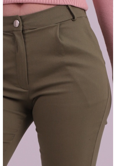 Armonika Kadın Haki Beli Lastikli Paçası Katlamalı Pantolon Arm-26k136042