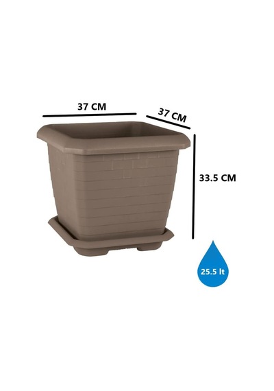 Omnipazar So-hk03 Hisar Kare Tabaklı Saksı 25.5 Litre No 3 Mocha