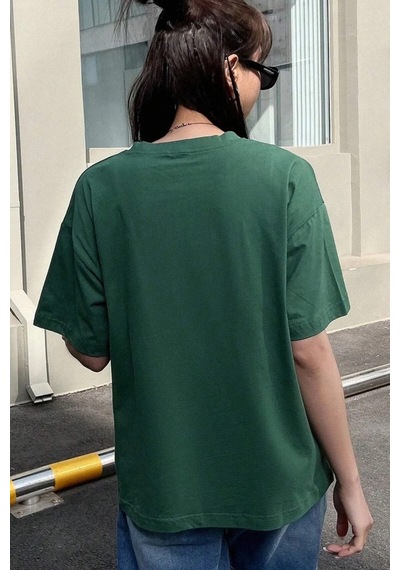 Uyguntarz Unisex Happy Cherry Tasarım Basklı Tshirt Yeşil