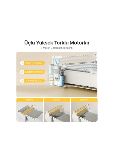 Ubpet C31 Açık Tasarımlı Otomatik Akıllı Kedi Tuvaleti App Kontrollü, Otomatik Temizleme, 38 Db Sessiz, Beyaz