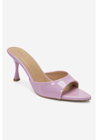 Luvi Shoes Tıera Pembe Rugan Kadın İnce Topuklu Terlik
