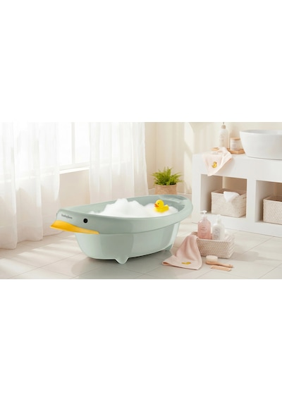 Babyjem Neşeli Ördek Bebek Banyo Küveti Soft Yeşil Çok Renkli
