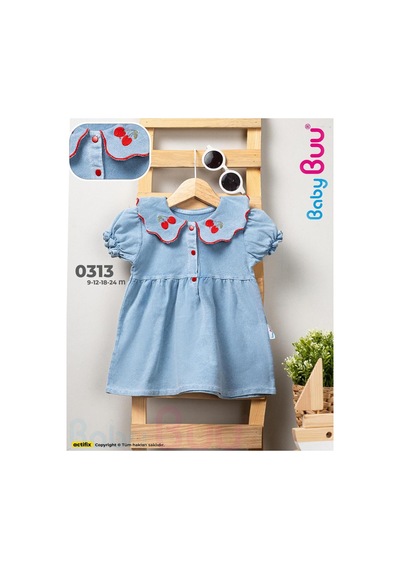My Baby Kumsal Baby Buu Kiraz Yakalı Kız Bebek Elbise 164 Mavi Mavi