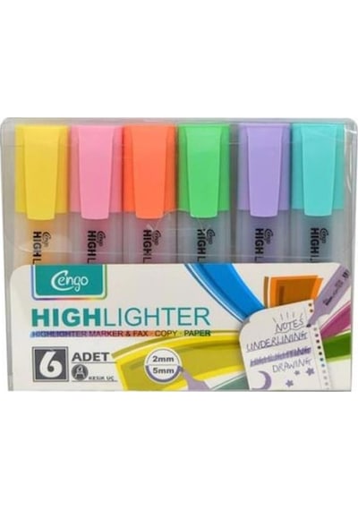 Cengo 6lı Fosforlu Kalem Pastel Renkler Cgo-122 Çok Renkli