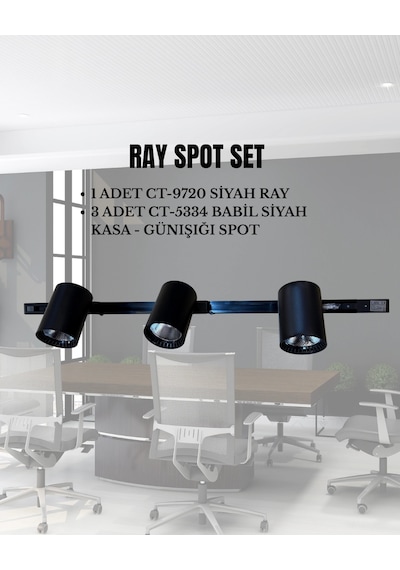 Cata Babil Ray Spot Set 3 Adet Ct-5334 Siyah Kasa Günışığı Spot + 1 Adet Ct-9720 Ray