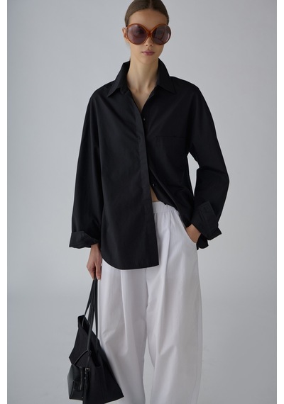 Suud Collection Siyah Klara Yıkamalı Poplin Gömlek SİYAH