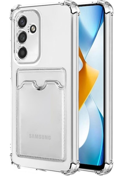 Kvy Samsung Galaxy Uyumlu S23 Fe Kamera Korumalı Kartlıklı Setra Şeffaf Silikon Kılıf