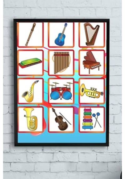 Tr Pster12794 Müzik Aletleri Eğitim Çerçeveli Tablo 40x50cm
