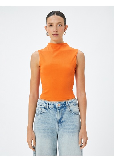Koton Fitilli Atlet Crop Dik Yaka Kolsuz Pamuklu Turuncu 4sak10693ek Turuncu