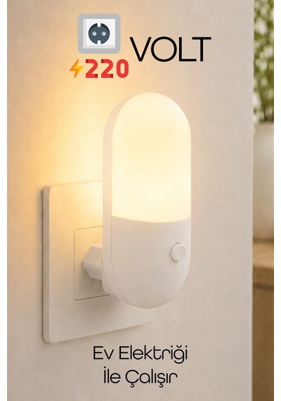 Gece Lambası Yumurta Tip 2 Mod Sarı-beyaz Işık Tuşlu Koridor Hol Işığı Uyuma Işığı Beyaz K6791