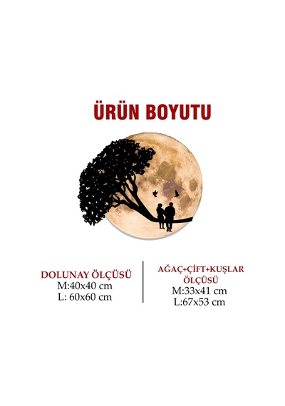 Kişiselleştirilebilir Led Işıklı Epoksi Cam Katmanlı Tablo Linda Sevgili Dolunay Sarı - 737866210 Sarı