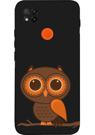 Xiaomi Redmi 10a İle Uyumlu Baykuş 0214a Tasarımlı Siyah Lansman Silikon Kılıf Çok Renkli
