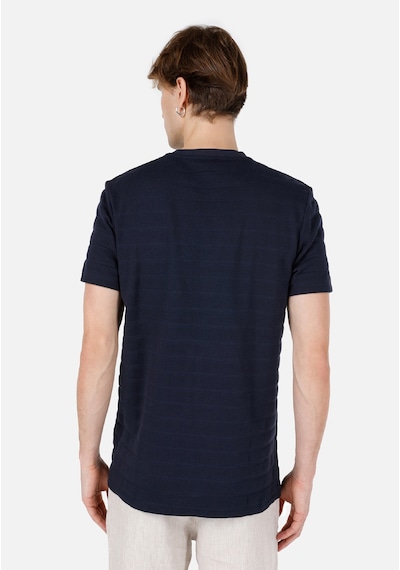 Colin's Colins Regular Fit Yuvarlak Yaka Jakarlı Erkek Lacivert Kısa Kol Tişört Cl1067629 Q1.v2 Nav Lacivert