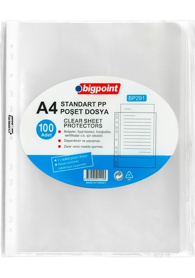 Bigpoint Poşet Dosya Standart 40 Mikron 100'Lü Paket N11.19139