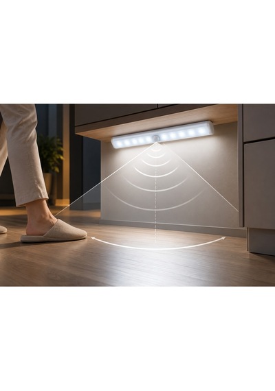 Pır Hareket Sensörlü 10 Led Dolap İçi Aydınlatma Lambası Kablosuz Beyaz Işık 19 Cm