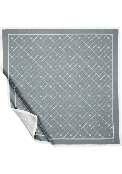 İpekevi Twill İpek Eşarp - Monogram - Metalik Mavi - Metalik Mavi