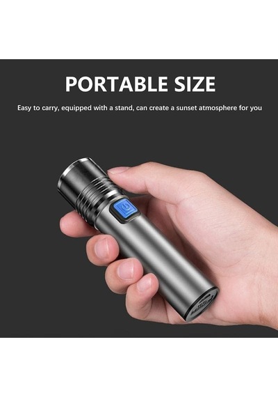 Ht-015 Mini Profesyonel Ultra Güçlü T6 Led Zoom'lu El Feneri 350 Siyah