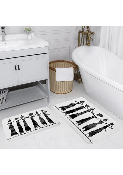 Rovigo Home Baskılı Kaymaz Taban 2 Li Banyo Paspas Takım Rvg5123-100X60-60X50 Çok Renkli