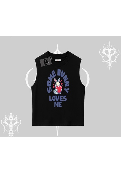 Startmore Startmore Kolsuz Tshirt Sevimli Tavşan Some Bunny Loves Me Baskılı Siyah Startmore Startmore Kolsuz Tshirt Sevimli Tavşan Some Bunny Loves Me Baskılı Siyah