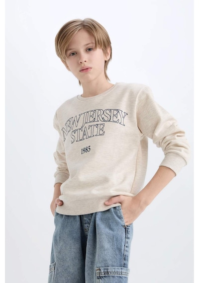 DeFacto Erkek Çocuk Bisiklet Yaka Baskılı Sweatshirt D6210A824CWBG277 DeFacto Erkek Çocuk Bisiklet Yaka Baskılı Sweatshirt D6210A824CWBG277