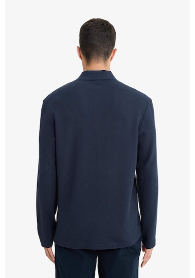 Defacto %100 Pamuk Regular Fit Polo Yaka Düğmeli Dokulu Sweatshirt E9627ax25aunv64 Lacivert