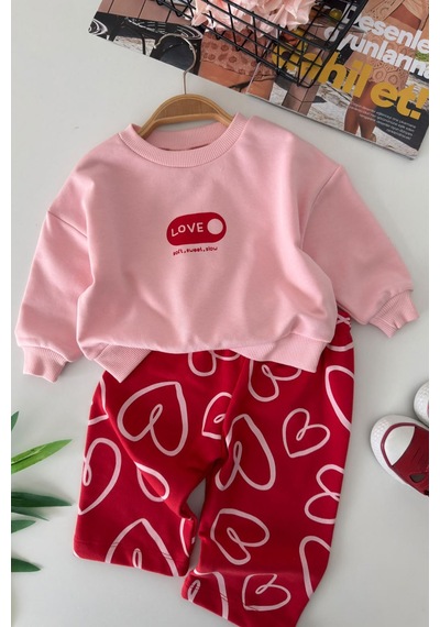 Minigimin Cicileri Love Baskılı Kalp Desenli 2 Li Kız Bebek Takımı-pembe - Pembe Diğer