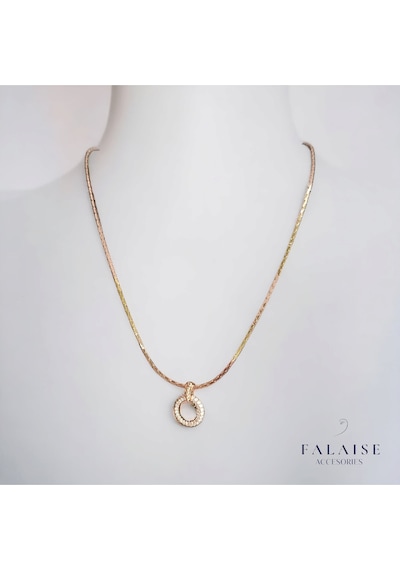 Taşlı Halka Uçlu Kolye 50cm Altın