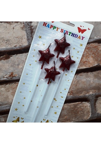 4 ADET KIRMIZI YILDIZ PASTA MUMU YILDIZ DOĞUM GÜNÜ PASTA MUMU KIRMIZI PASTA MUMU YILDIZ MUM RED CANDLE
