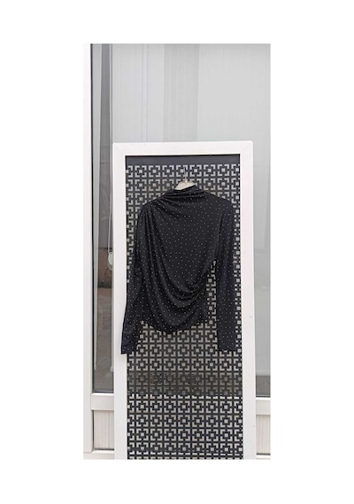 Çınar Boutique Taşlı Bluz Siyah Siyah