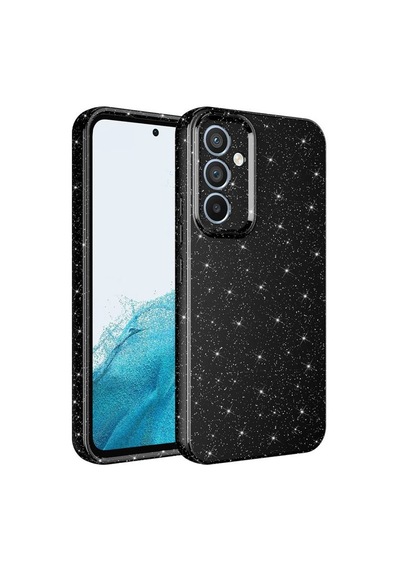 Samsung Uyumlu Galaxy A34 Kılıf Kamera Korumalı Simli Lüks Koton Kapak Siyah