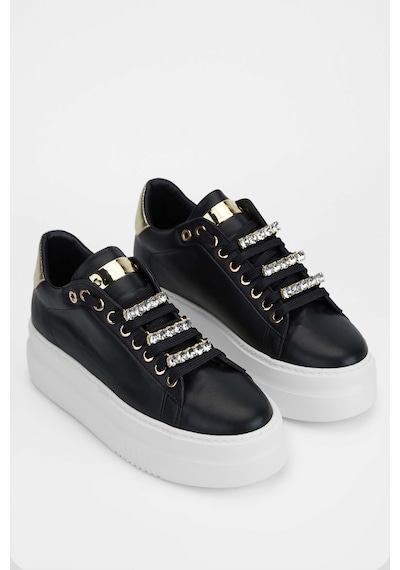 Tamer Tanca Kadın Vegan Siyah Sneakers & Spor Ayakkabı 1009 001 Bn Ayk Sk23/24 Sıyah Cılt Siyah