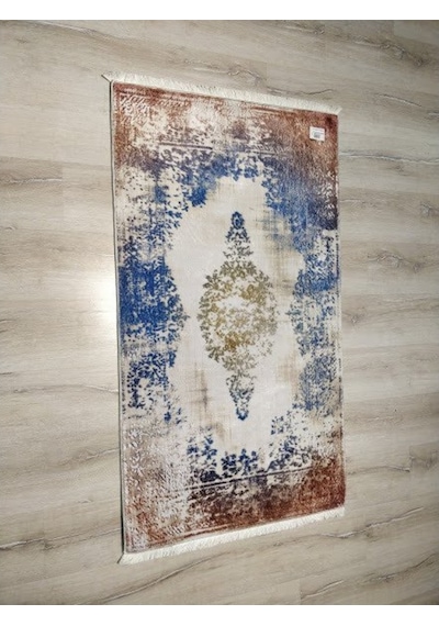 Yamalıhome Bambu Halı D325 Mavi Hardal 80X140 Cm Pratik Halı