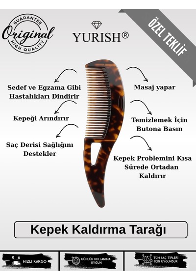 Kepek Kaldırma Tarağı & Topuz Tokası Şekillendirme Set'i 5 Parça 001