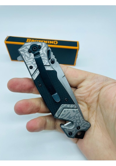 Browning Kamp Marka F119 Metal Kasa Yarıotomatik Kutusunda //22cm Gümüş - Siyah
