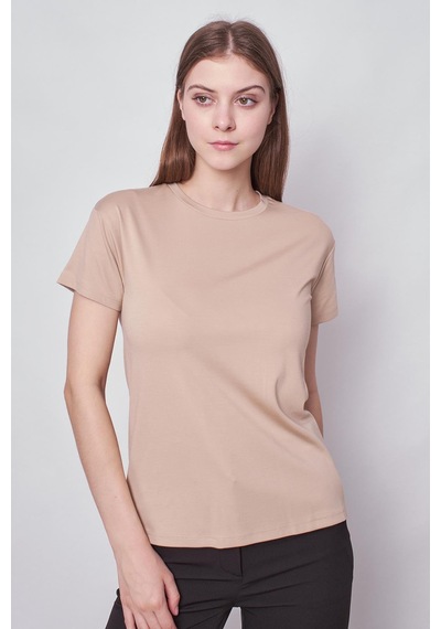 Jument Kadın Sıfır Yaka Kırışmaz Span Karışımlı Şık Kısa Kol Likralı T-shirt Bluz-koyu Bej K.bej Jument Kadın Sıfır Yaka Kırışmaz Span Karışımlı Şık Kısa Kol Likralı T-shirt Bluz-koyu Bej K.bej