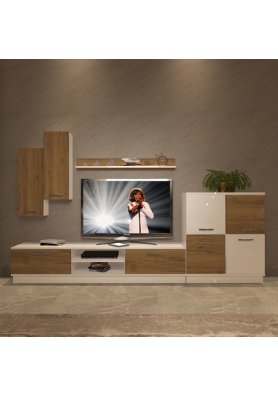 Decoraktiv Eko 6b Mdf Dvd Tv Ünitesi Tv Sehpası - Beyaz Pera Beyaz - Meşe