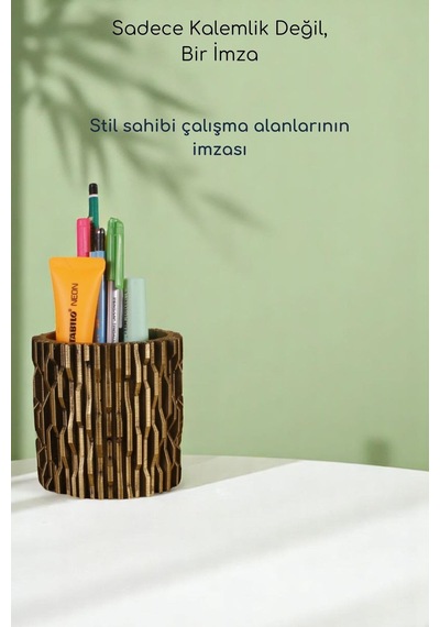 Kalemlik Masa Kalemliği Organizer Kalemlik Altın Eskitme Renk Model 78 Çok Renkli