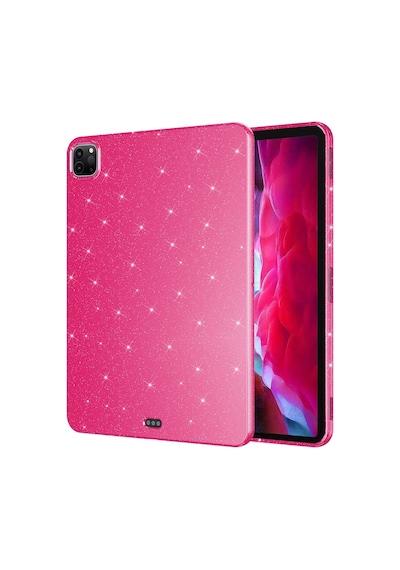 Apple Uyumlu iPad, Pro 11 2018 Simli Parlak Görünümlü Zore Tablet Koton Kılıf-pembe Koyu