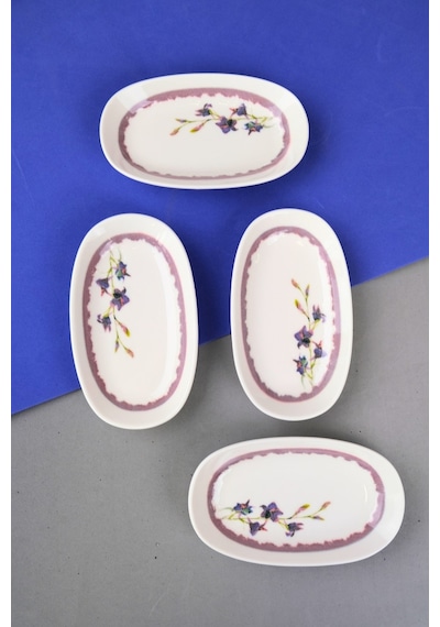Tabak Evi Porselen Morden Oval Kayık Tabak 15x8,5x2cm 4 Parça Çok Renkli