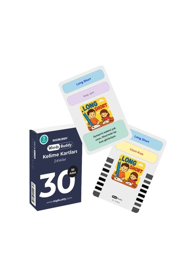 Bigibuddy WordsBuddy Türkçe İngilizce Kelime Kartları Cümle Kurmaya Başlangıç 90 Kart 3’lü Set (BigiOne Cihaz Hariç)