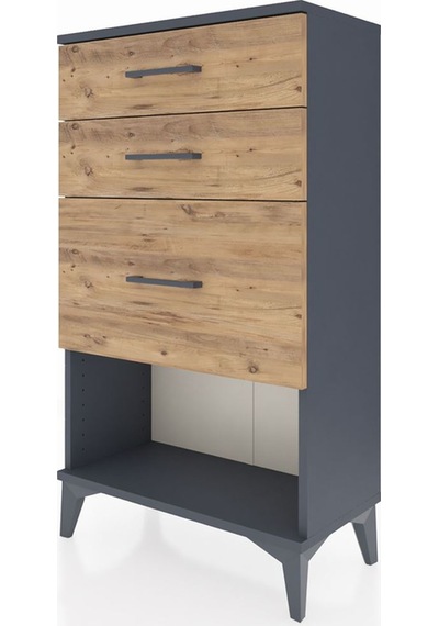 Arges Komodin 3 Çekmeceli 60x30x106 Antrasit-çam Antrasit