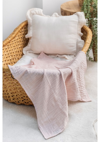 Müslin Örtü & Battaniye 3'lü Set %100 Pamuk Oeko-teks Sertifikalı 80x70 Cm Pembe