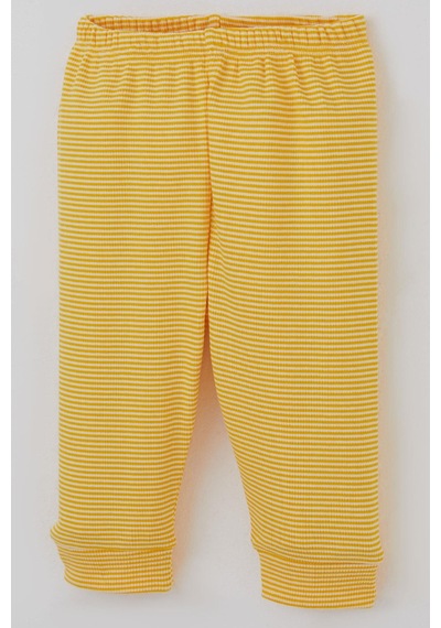 Breeze Erkek Bebek Pijama Takımı Omuzdan Patlı Rib Çizgili 4 Ay-1 Yaş, Sarı