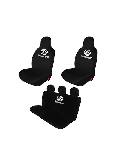 Volkswagen Oto Koltuk Kılıfı Koruyucu Logo Baskılı Penye Servis Kılıfı Siyah